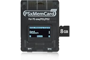 Guilekeys PSxMemCard Game Memory Card Compatible with PS2/PS1/PS One Console, 8GB MicroSD Card Include, Supports Firmware Upgrade, Unlimited Storage and Sd2psXtd, High Speed