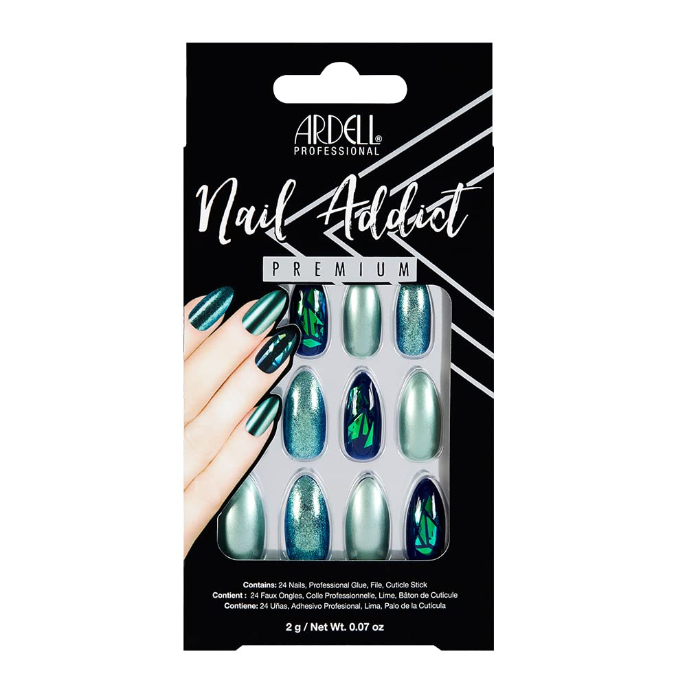 NAIL ADDICT green glitter chrome 1 u