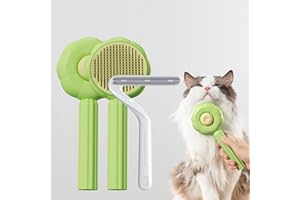 absob Pet Grooming Cat and Dog Brush, Self-Cleaning Sliker Brush for Removes Mats, Tangles, and Loose Hair, Shedding Brush for Short or Long Haired Cats/Dogs (Green)