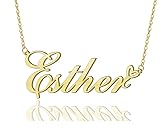 Esther Heart Name Necklace 18k Gold Plated