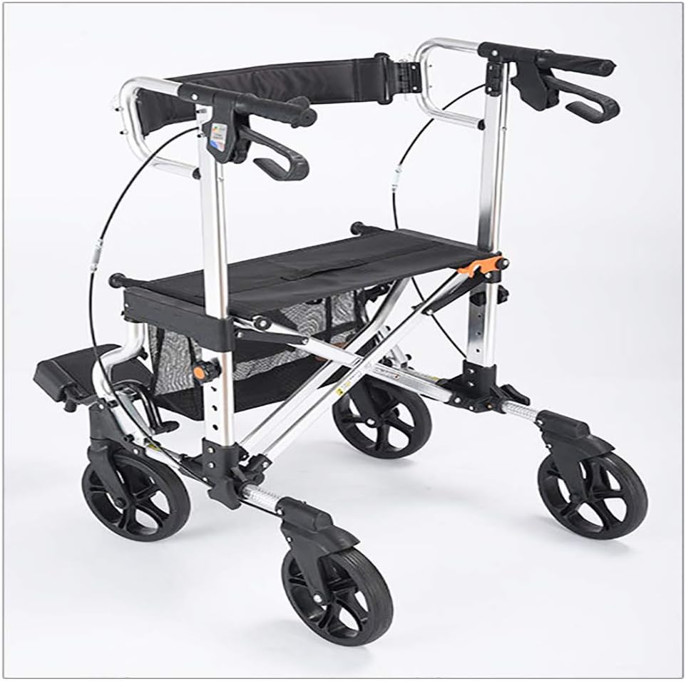 XIHAA Andador con Ruedas y Asiento Resistente, Altura Ajustable Plegable de aleación de XIHAA Andador con Ruedas y Asiento Resistente, Altura Ajustable Plegable de aleación de