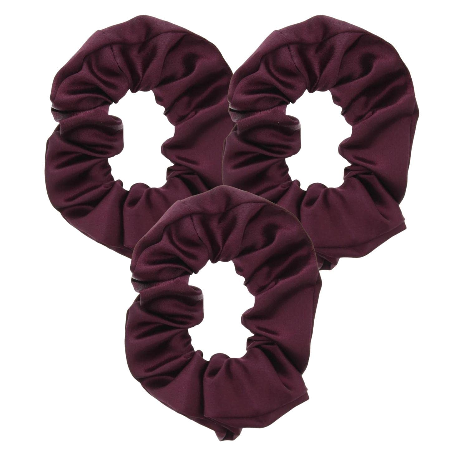 Topkids Accessories 3pc Satin Hair Scrunchies for Women & Girls, Hair Accessories for Women, Hair Bobbles, Hair Ties, Hair Elastics, Ponytail Holders, Hair Styling Accessories (Plum)