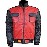 Litswear Superhero Red and Gray Bomber Jacket- Mcfly Red And Gray Bomber Faux Leather For Men