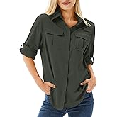 Toumett Women's UPF 50 Long Sleeve Sun Protection Shirts Safari Fishing Hiking