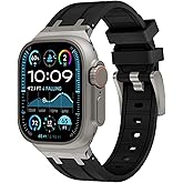 WINGLE AP Luxury Bands for Apple Watch Band Ultra 3/2/1 Band Ultra 49mm Series 11 10 46mm 45mm 44mm 42mm SE 3/2/1 Series 9 8 7 6 5 4 3 2 1 Men Women, Silicone Rubber Metal Adapter Sport iWatch Bands