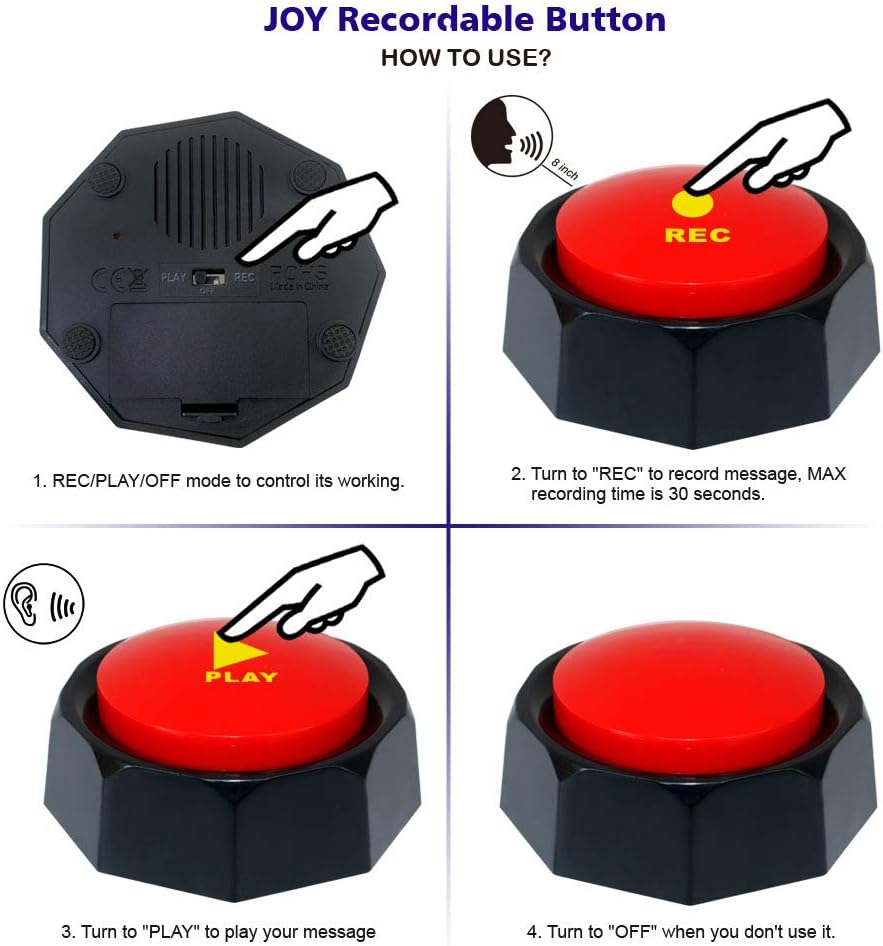 Set of 4 Assorted Colored Buzzers,Sound Button Increase Fun, Answer