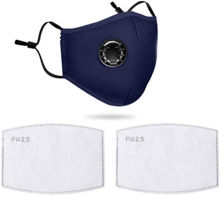 Reusable Face Masks with Breathing Valve Dust Mask Unisex Adult Fashion Breathable Half Face Masks for Outdoor Indoor - Pattern Mask (pink no pattern) (blue)