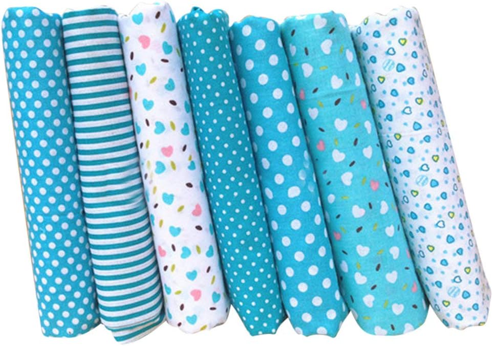 collectsound 7Pc Square Cotton Fabrics Quilting Polka Dot Floral Lattice Cloth Arts Craft Sewing Scrapbooking Handmade DIY Accessory 71#