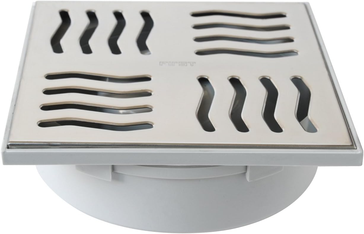 First Plast CHABSV1550IN Siphon lid Made of ABS with Stainless Steel Grid, Steel, 150 x 150 mm