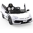 Hetoy Ride on Car for Kids 12V Licensed Lamborghini Electric Vehicles Battery Powered Sports Car with Control, 2 Speeds, Sound System, LED Headlights and Hydraulic Doors