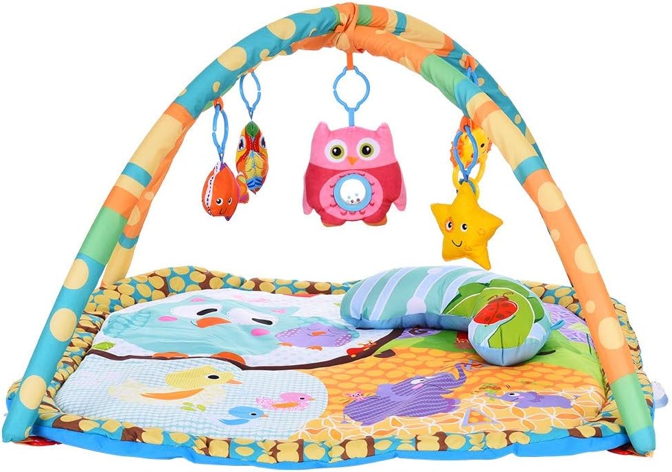 Mullue Larger Music & Lights Deluxe Gym Mat Toys Toys Kick Mats and Play Newborn Toy for Baby 1 - 12 Month, Lay and Play, Sit and Play, Activity Toys, Play Mat Activity Gym , 32.28x32.28x21.65inch