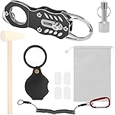 KTZCTPCA Pocket Pinger Coin Tester, Silver Gold Coin Testing Kit, Efficient Portable Coin Tester with Hammer and Magnifying G