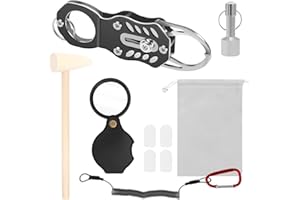 KTZCTPCA Pocket Pinger Coin Tester, Silver Gold Coin Testing Kit, Efficient Portable Coin Tester with Hammer and Magnifying G