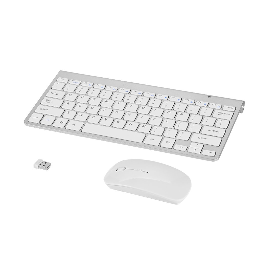 VBESTLIFE, Wireless Keyboard, Slim Waterproof 2.4GHz Wireless Keyboard and Mouse Kit for Desktop Laptop for Computer/Desktop/PC/Laptop/Surface/Smart TV and 10/8 / 7 / Vista/XP, (Silver)