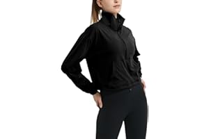 happlan Women's Half Zip Pullover Cropped Jackets Long Sleeve Athletic Running Yoga Workout Shirts for Women