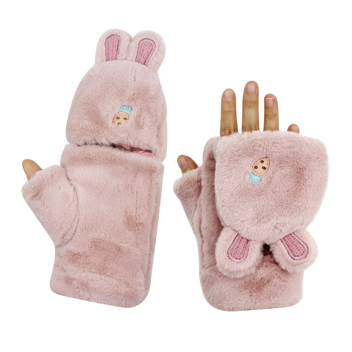Buy RARITYUS Women Cute Rabbit Flip Cover Soft Gloves Thick Warm Plush