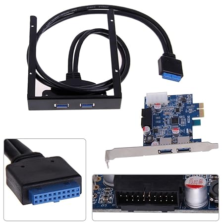 YouN Unterbrechen 2 Port USB 3.0 PCI Express Karte + 3,5 Motherboard Floppy Disk Bay Front Panel