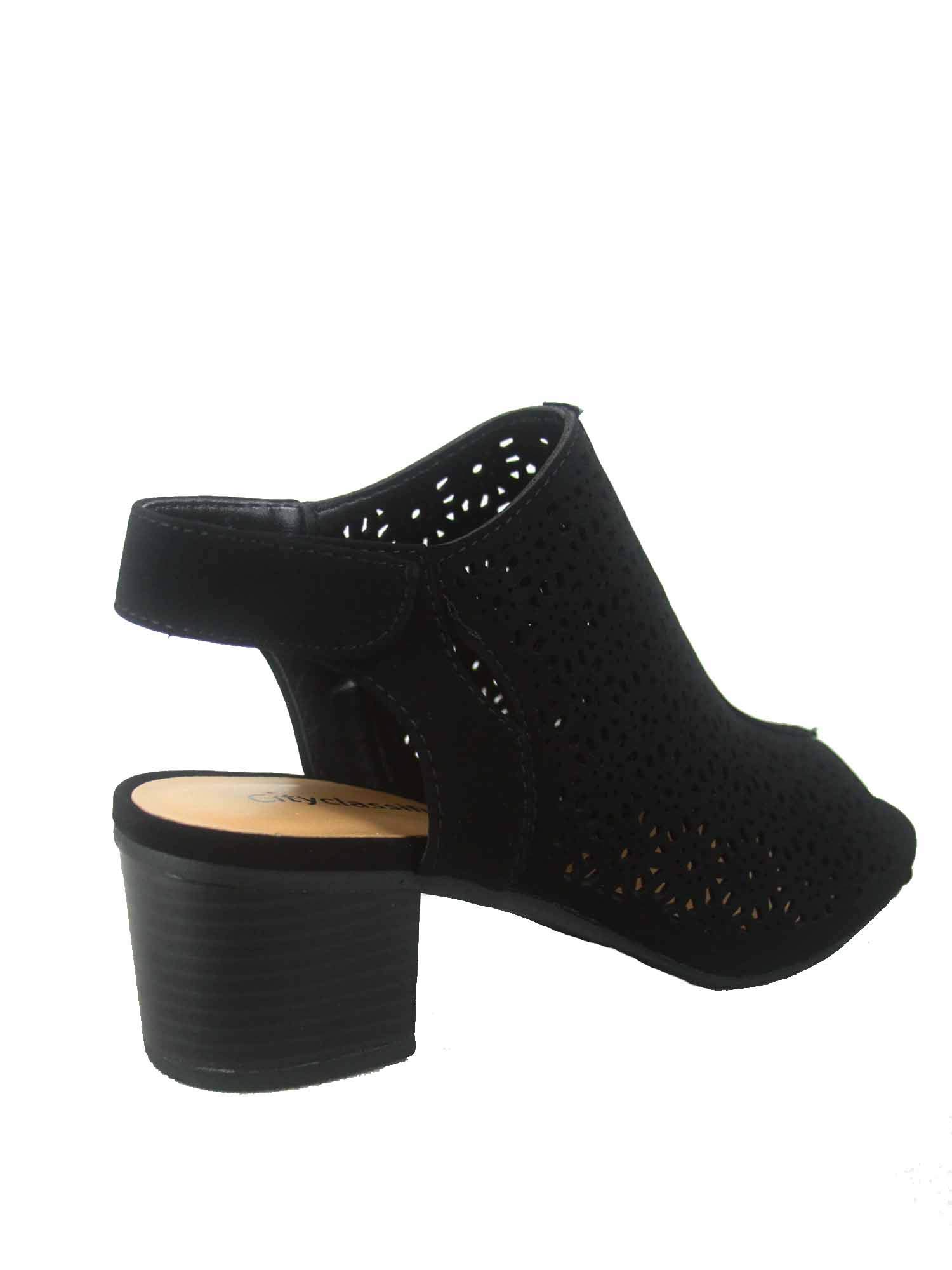 Cityclassified FZ-Elect-s Women's Sexy Peep Toe Perforated Low Chunky Heel Sandals Shoes (7 B(M) US, Black) - Image 3