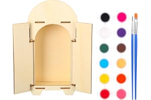 Cinnvoice Dia De Los Muertos Ofrenda Shadow Box with 12 Paint and 2 Paint Brushes Wooden Day of The Dead Shadow Box Decorations, Dia De Los Muertos Decorations for Altar Ofrenda Supplies