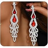 Rhinestone Birdal Wedding Earrings,Silver Bling Sparkling Crystal Long Dangle Cocktail Earrings,Delicate Glitter Tassel Chandelier Earrings for Women