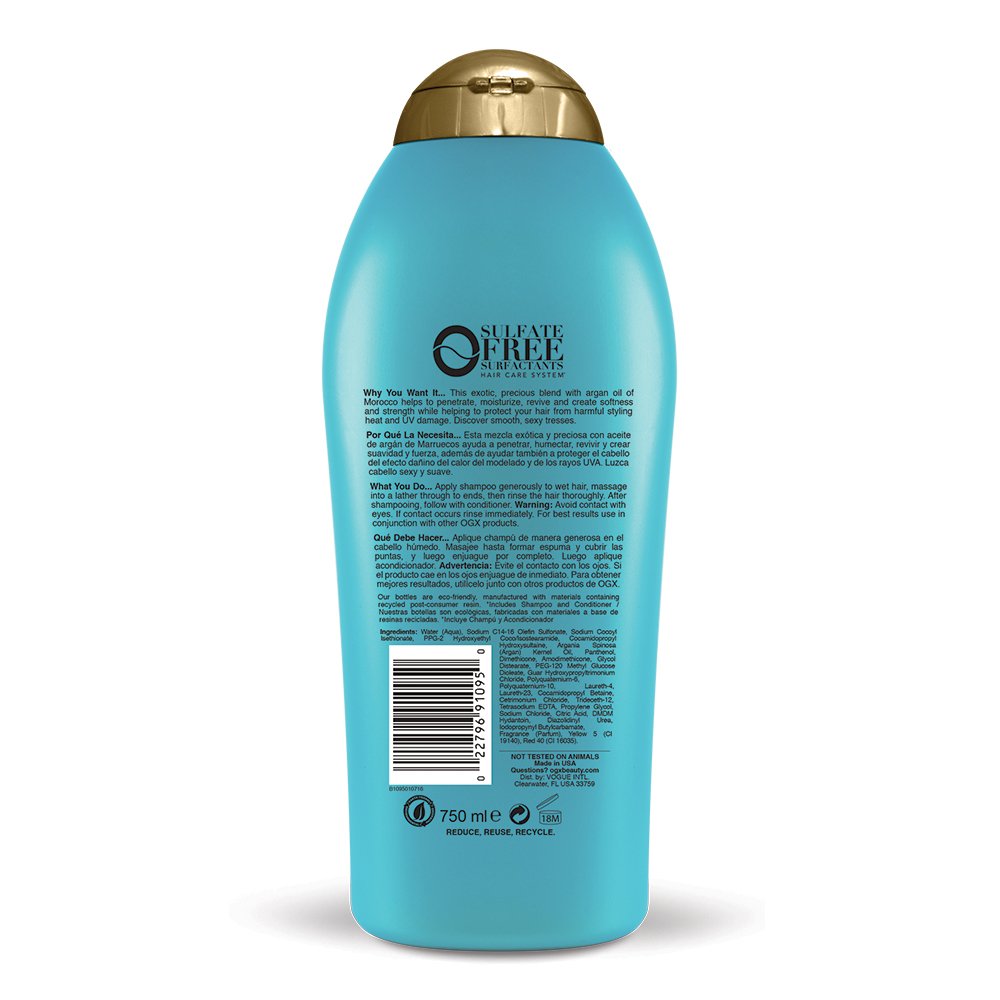 OGX Renewing + Argan Oil of Morocco Hydrating Hair Shampoo, Cold-Pressed Argan Oil to Help Moisturize, Soften & Strengthen Hair, Paraben-Free with Sulfate-Free Surfactants, 25.4 fl oz: Beauty