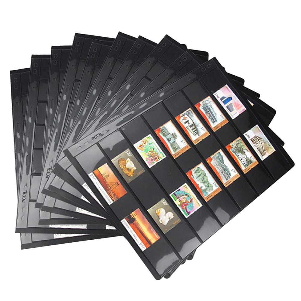 Stamp Stock Pages Sheets Double Sided Stamp Album Stock Pages with 9 Binder Holes Pack of 10 Pages Set Classic Stamp Album
