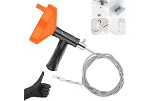 QWATUY 33 Feet Drain Snake Auger, Plumbing Snake Drain Hair Clog Removal Tool, Sink Unclogger, Heavy Duty Toilet Snake Auger, Cleaner Tool for Bathroom Kitchen Tub Shower Drain Clog Remover with Gloves