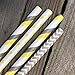 Paper Straws - Gray Yellow White - Stripe Chevron Polka Dot - 7.75 inches - 100 Pack - Outside The Box Papers Brand