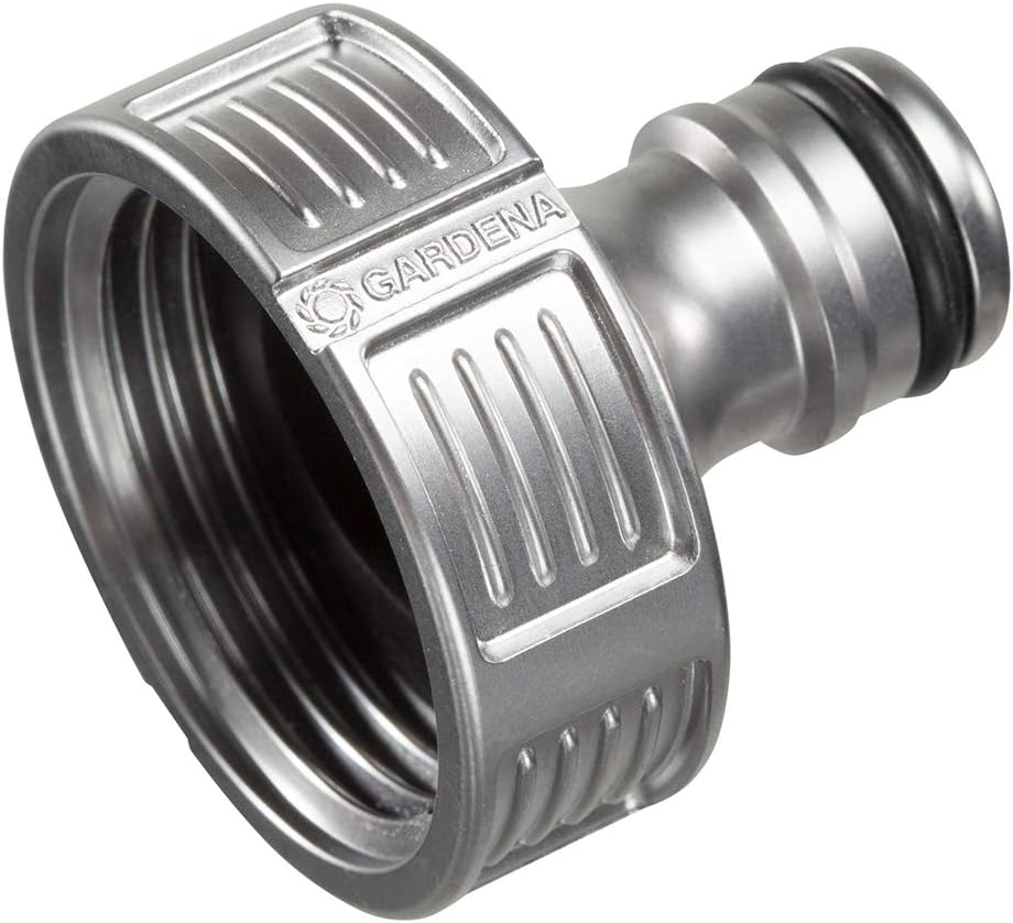 Gardena Premium Tap Connector, 33.3 mm (G 1 inch): Adapter for taps Frost-Resistant, Packaged (18242-20), Silver, 33,3mm (G 1")