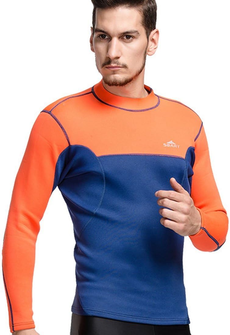 Sbart 2mm Neoprene Men Long Sleeve Wetsuit Tops Snorkeling Diving Swim