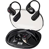 Fenpos Bluetooth Open Ear Earbuds, Air Conduction Headphones with Hi-Fi Stereo Audio, Touch Control Bluetooth Headphones, Waterproof Sport Earphones with Mic for Android/iOS 500mAh (Black)