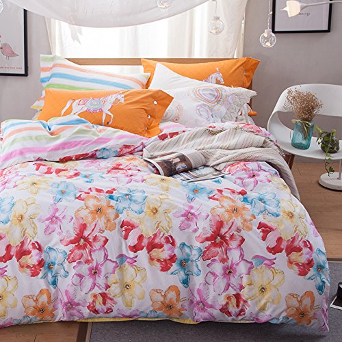 TheFit Paisley Textile Bedding for Adult U2202 Luxury Flower Duvet Cover Set 100% Cotton, Full Set, 4 Pieces