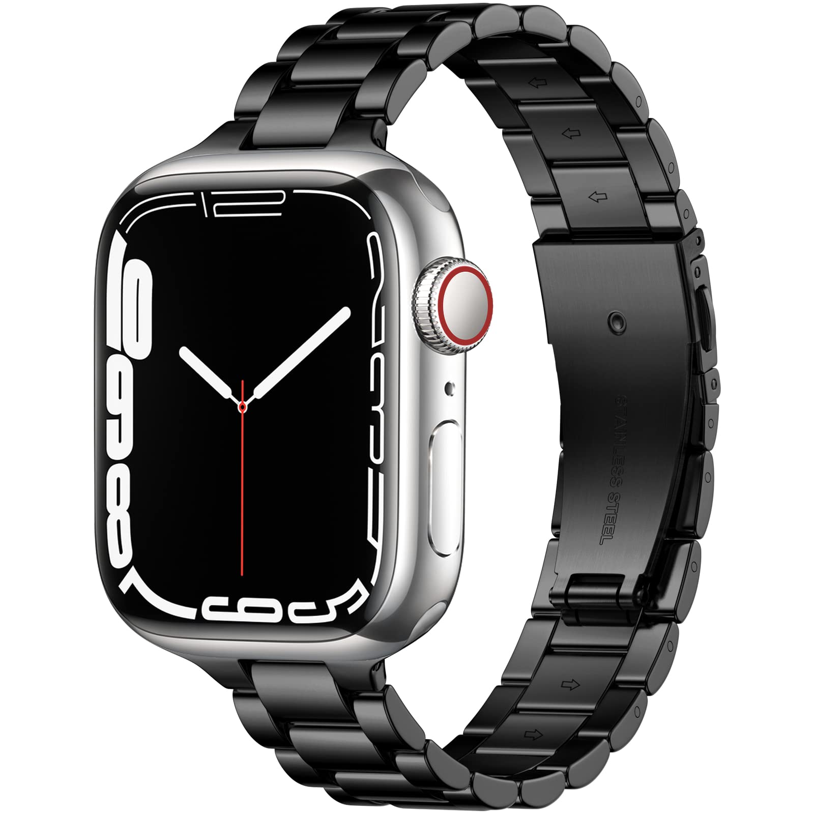 Wepro Strap Compatible with Apple Watch 44 mm 42 mm 45 mm 49 mm for Women/Men, Thin Replacement Stainless Steel Strap for Apple Watch Series 9 8 7 6 5 4 3 2 1/SE/SE