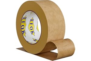 EFOK Brown Packing Tape 2 Inch Wide, Kraft Paper Brown Tape Gummed Tape for Packing Boxes, Cardboard Shipping Moving, 1 Rolls x 2 Inches X 55 Yards