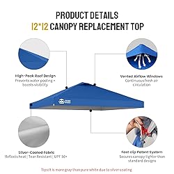 CROWN SHADES 12x12 Canopy Replacement Top - Only