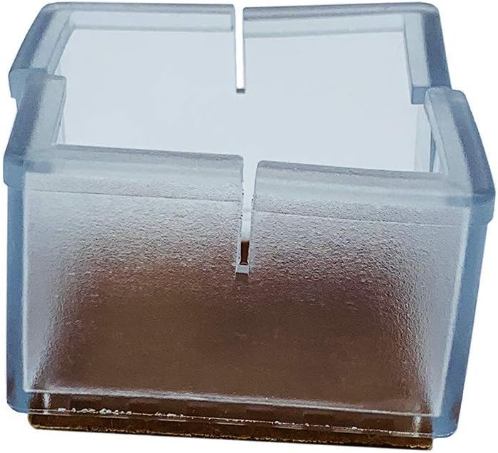 Flyshop Square 8 Pieces Chair Leg Caps Pads Flexible PVC Hardwood Floor Protector Furniture Table Feet Covers (1-3/8" to 1-3/4", 35mm to 45mm, Clear)