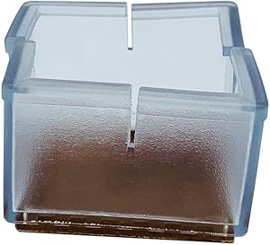 Flyshop Square 8 Pieces Chair Leg Caps Pads Flexible PVC Hardwood Floor Protector Furniture Table Feet Covers (1-3/8" to 1-3/4", 35mm to 45mm, Clear)