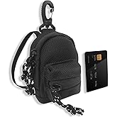 Jewssi Coin Pouch for Men, Small Change Purse Keychain Wallet Bag for Women, Cute Mens Zipper Belt Car Holder, Mini Backpack Accessories. (Black)