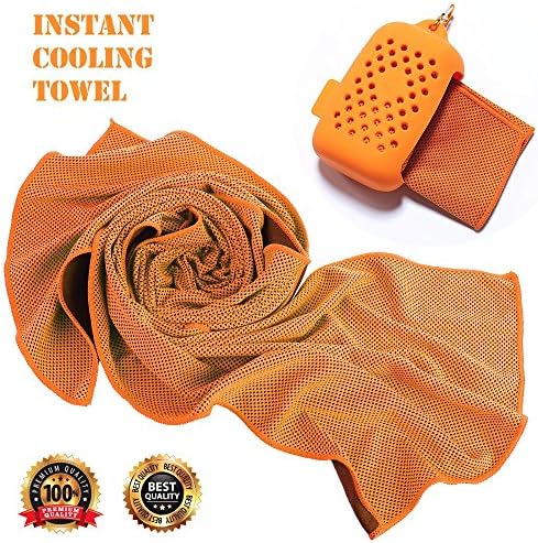 NEEDOON Cooling Towel Ice Cold,Quick Dry Fitness Towel for Instant Relief,Use as Cooling Neck Headband for Travel,Camping,Golf,Hiking & Outdoor Sports,Ice Cold Scarf for Men & Women(Orange).