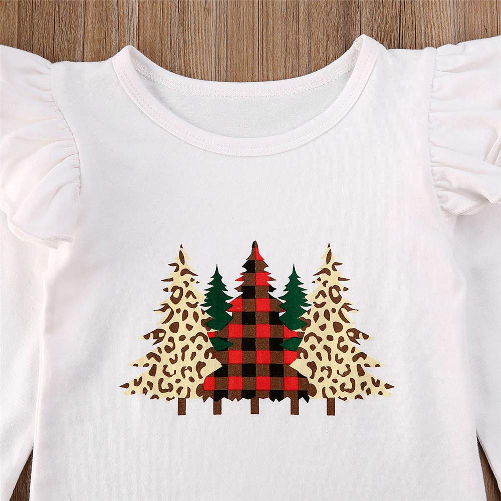Christmas Toddler Baby Girl Matching Outfit Long Sleeve Ruffle Romper T Shirt+Plaid Skirt Outfits Sister Clothing Sets - Image 5
