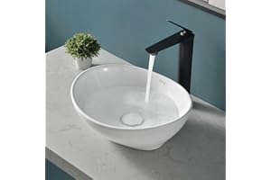 Davivy 16'' X 13.5'' Oval Vessel Sink with Pop Up Drain,Bathroom Sinks Above Counter,White Vessel Sink,Bathroom Vessel Sinks,