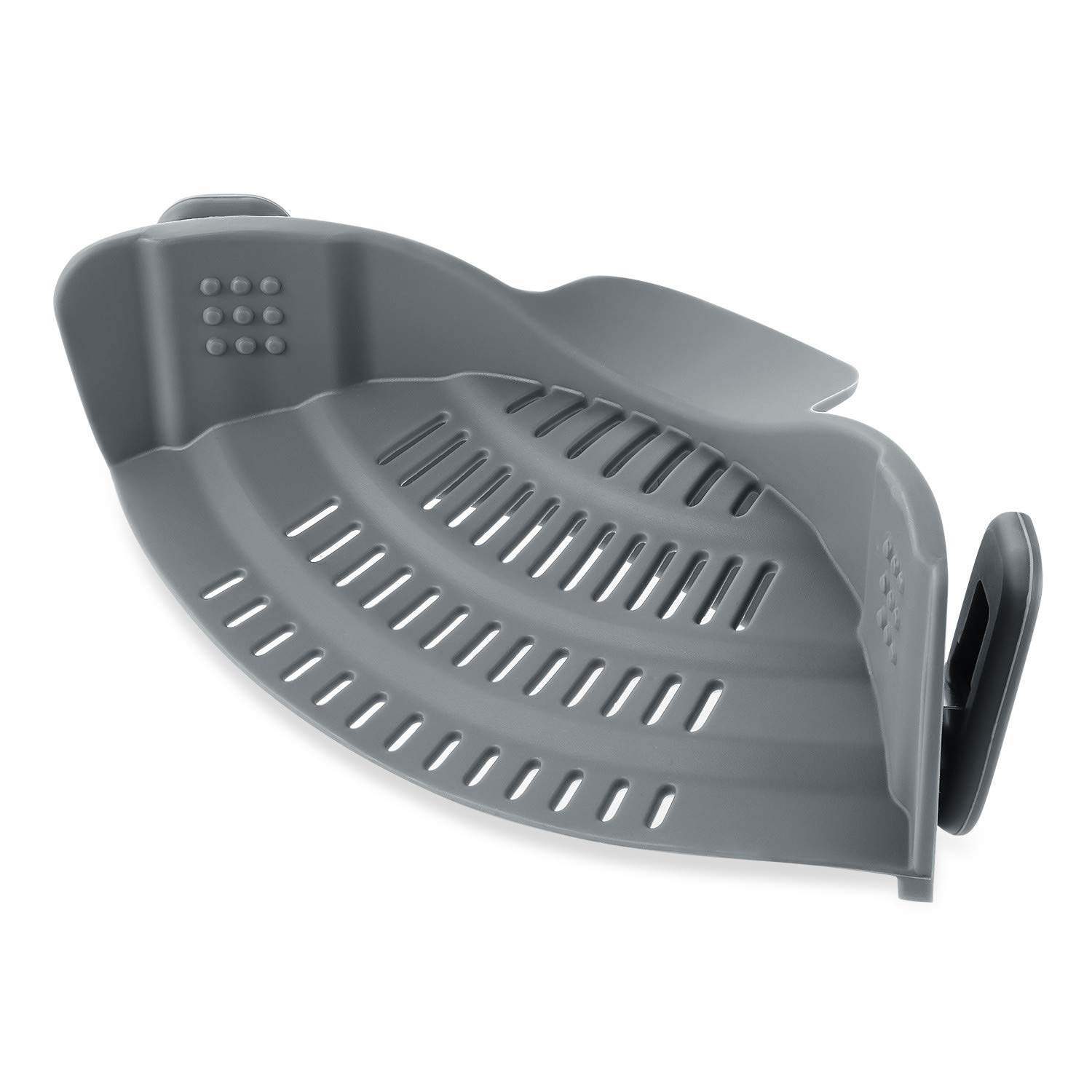 Byme Kitchen Food Strainers and Colanders Pasta Strainer Clip On Silicone Colander Fit all Pots and Bowls- Dark Grey