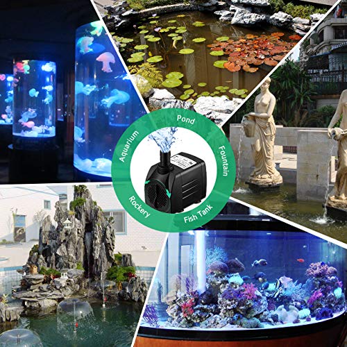 Homasy Upgraded 400GPH Submersible Water Pump with 36 Hours Dry Burning, 25W Fountain Water Pump with 5.6ft Power Cord for Aquarium, Pond, Fish Tank, Water Pump Hydroponics - Thumbnail 6