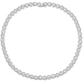Gemsme 18K White Gold Plated Halo Necklace 5.0mm Round Cubic Zirconia Classic Tennis Necklace