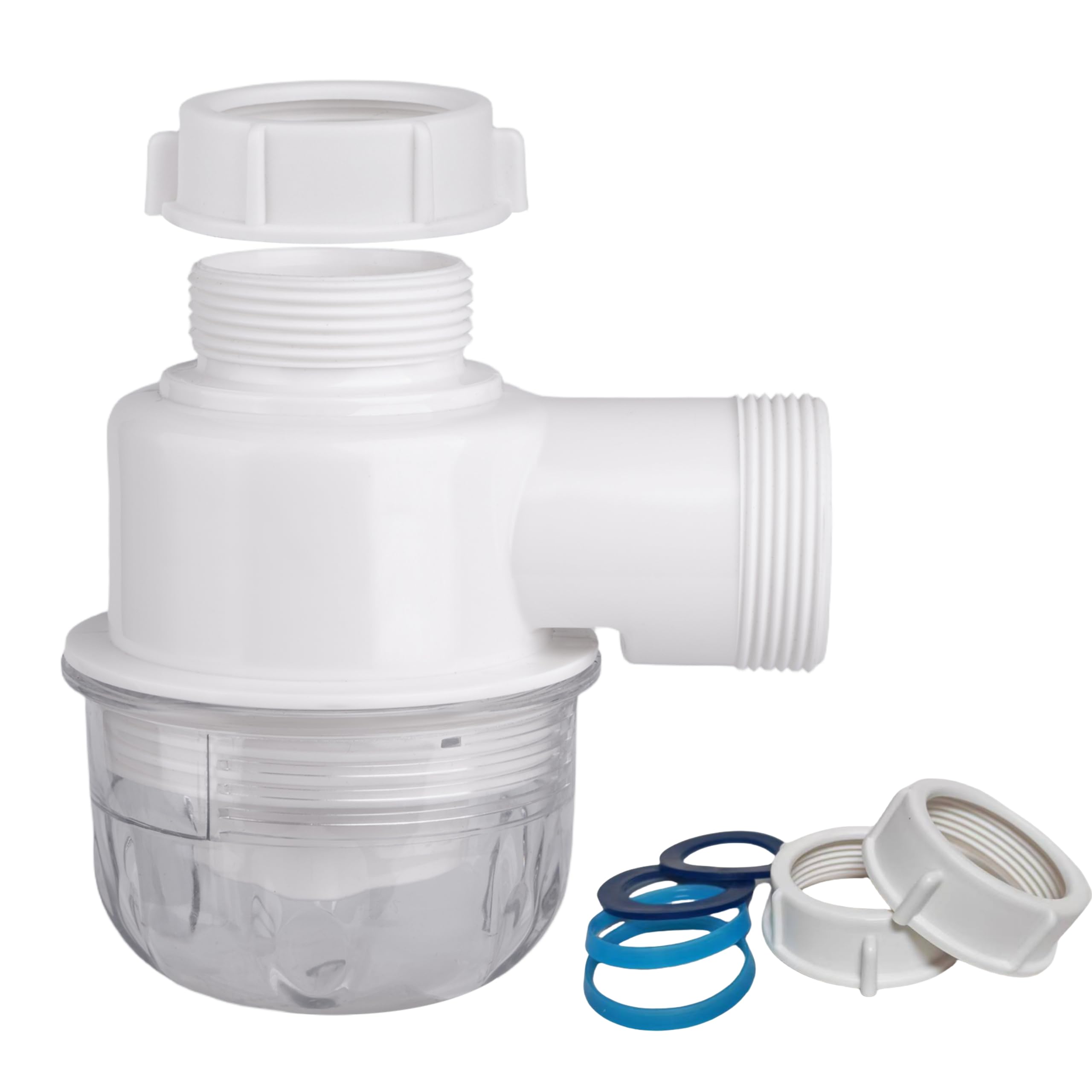 Photo 1 of 1-1/2"×1-1/2" Clear Removable Bottle Trap, P-Trap Replacement, Easy Cleaning, for Kitchen, Bathroom & Garbage Disposal Sink Drain (White-Male)