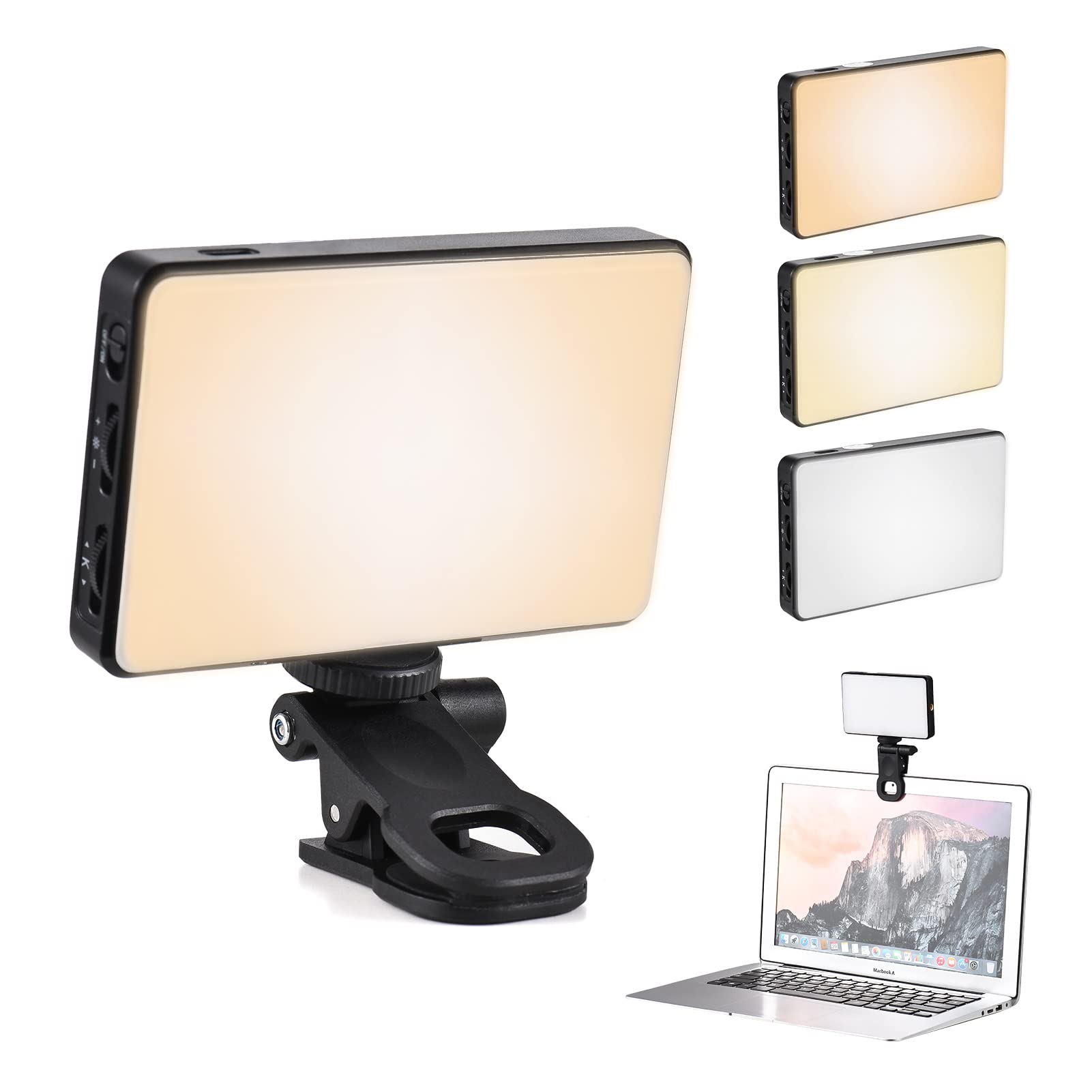 Andoer 120 LED Video Light, Selfie Light with Clip & Phone Holder 2500 K - 9000 K Dimmable CRI 95+ Phone Light for Tablet/Laptop/Video Conference/TikTok/Selfie/Vlog/Live Streaming