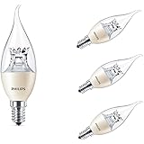 Philips E14 2200-2700 k Dimmable Master LED Dim Tone Flame Candle Light Bulb, 6 W - Warm White, Pack of 4
