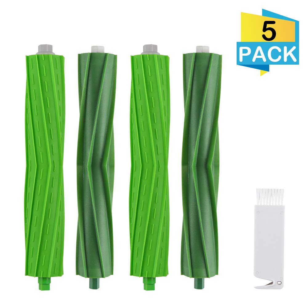 for i7 Replacement Part, Yatuela 2 Sets Multi-Surface Rubber Brushes Accessories Kit with 1pc Cleaning Brush for Free, Compatible with iRobot Roomba i7 i7+/i7 Plus e5 e6 e7 Series Vacuum Cleaner