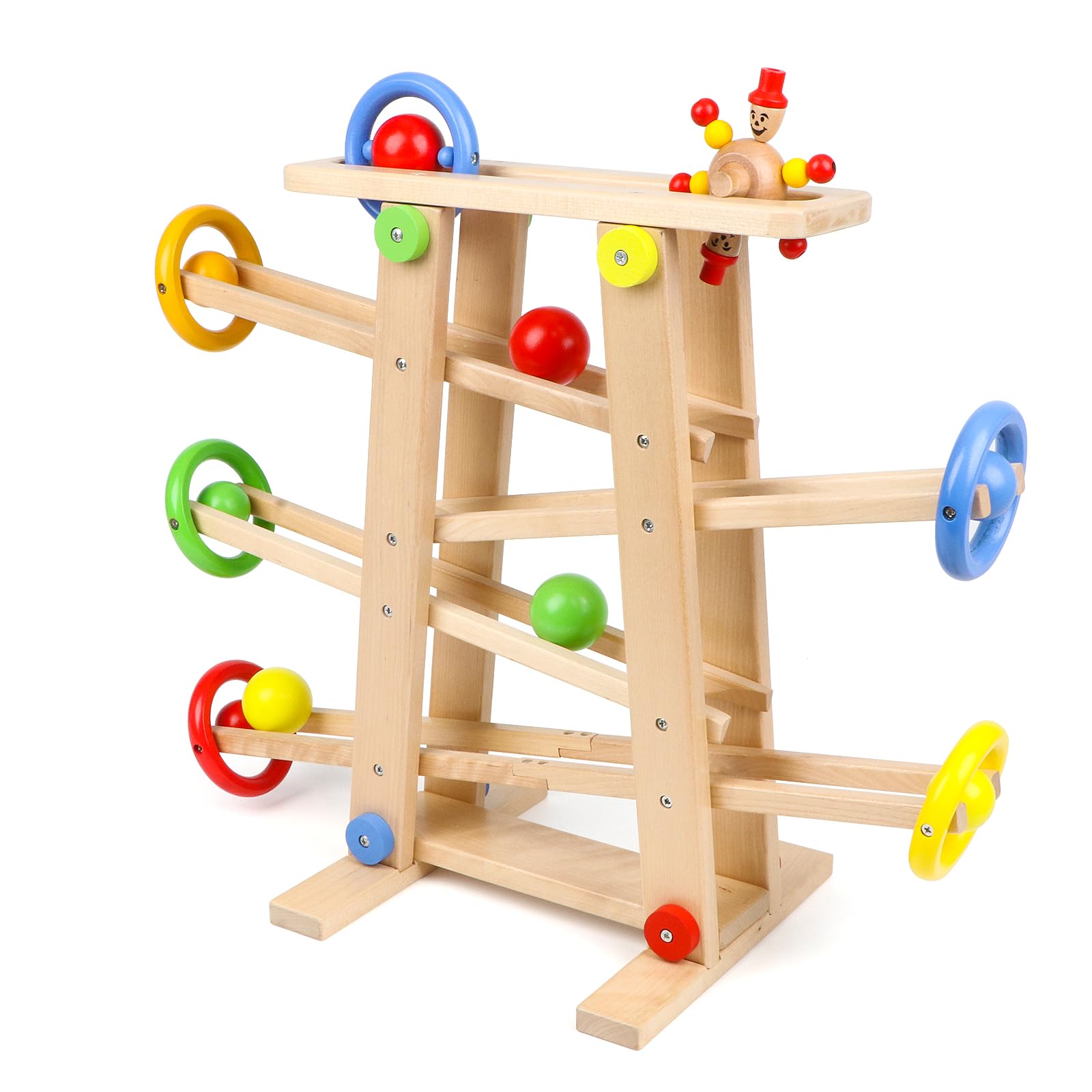 KABENFIS Wooden Ramp Race Tracks Wooden Glider Track Set Educational Toys for Children