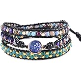 YGLINE Natural Stone Wrap Bracelet For Women,Healing Energy Bead Leather Wrap Bracelet Jewelry Collection